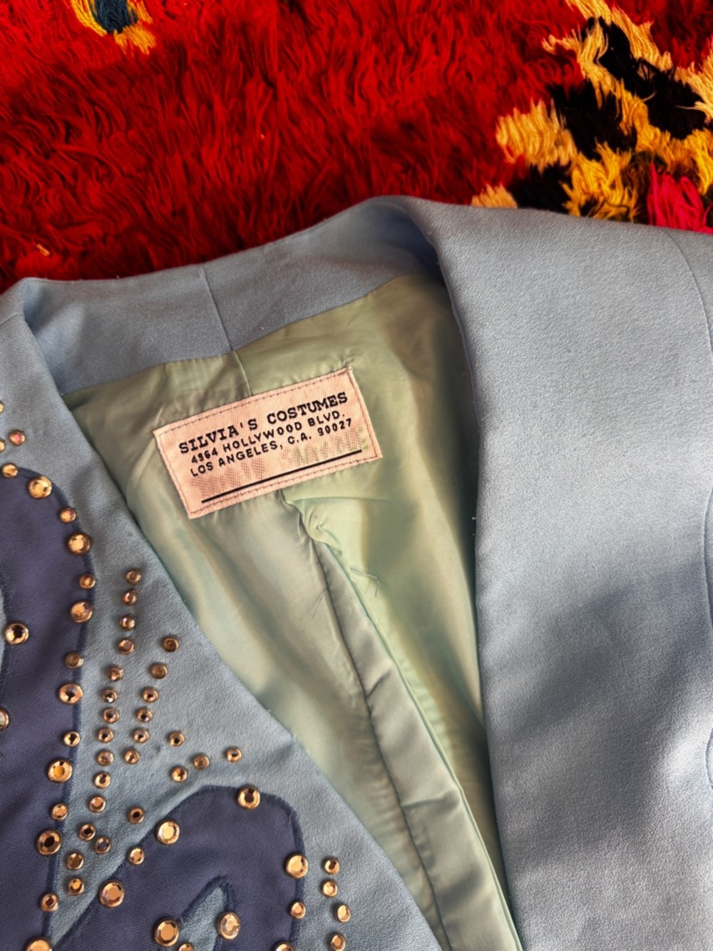Vintage Silvia's Costume Baby Blue Rhinestone Western Suit Sz XS - Picture 3 of 16